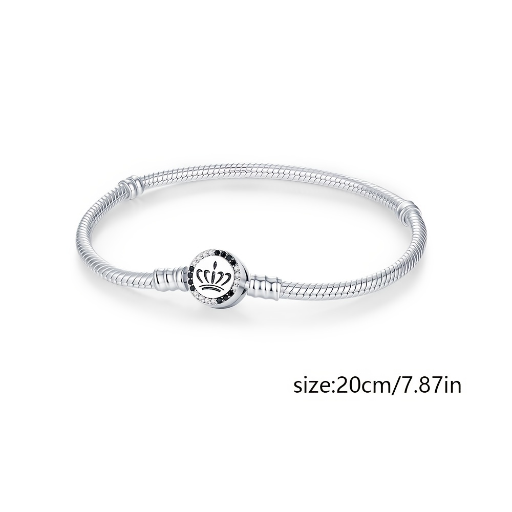 New 925 Silver-Plated Crown Chip Bracelet, Elegant Gift